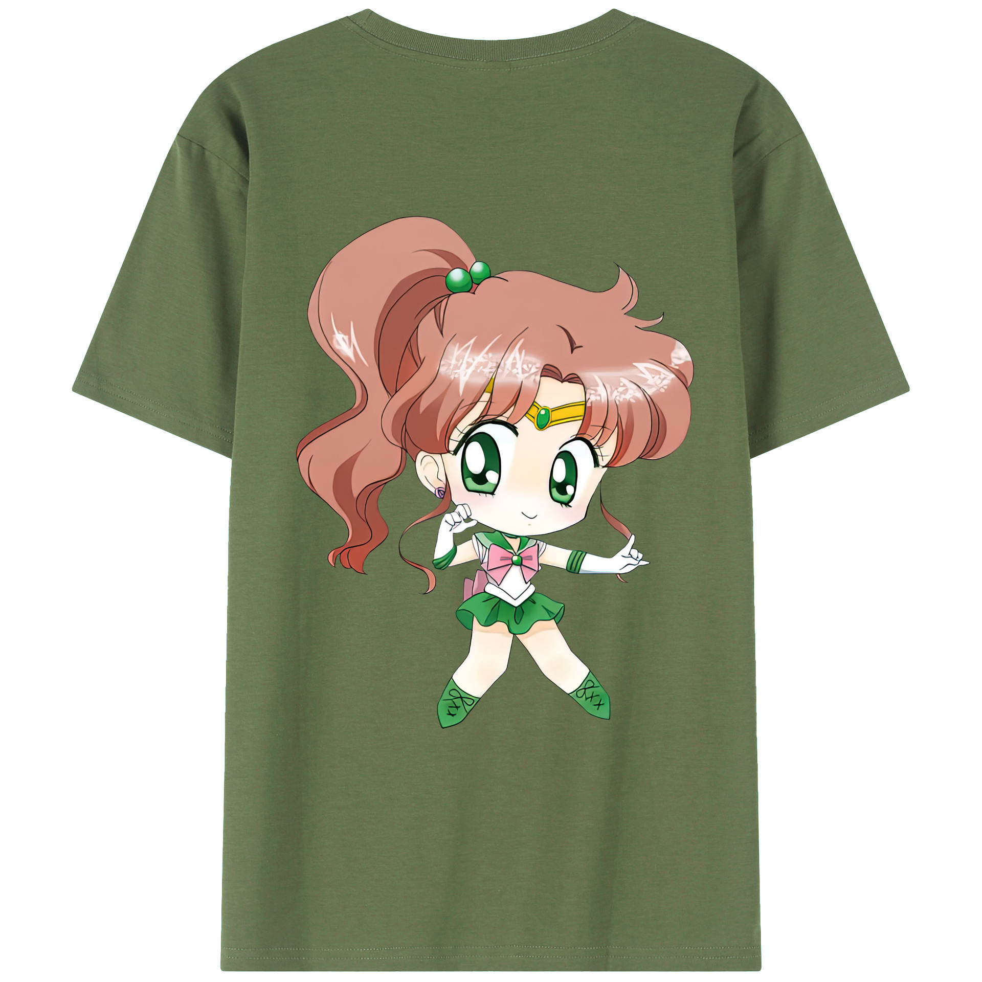 （画像用） 美少女戦士セーラームーン 木野 まこと きの まこと Sailor Moon Kino Makoto （セーラージュピター；Sailor Jupiter） 綿100％ メンズ半袖Tシャツ（バックプリント） 通気性